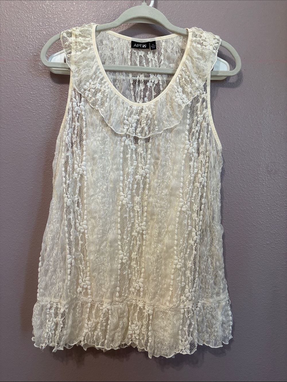 Apt. 9 Cream Lace Ruffle Shell Top - Picture 11 of 11